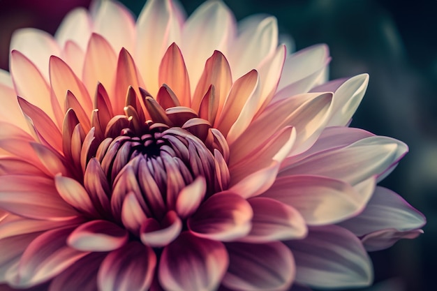 La flor de la dalia con sus intrincadas capas de delicados pétalos y una vibrante explosión de colores.