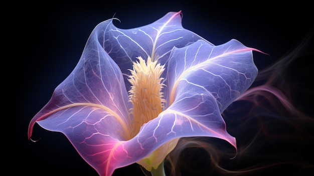 Flor de Datura Color de neón realista Imagen generada por la IA