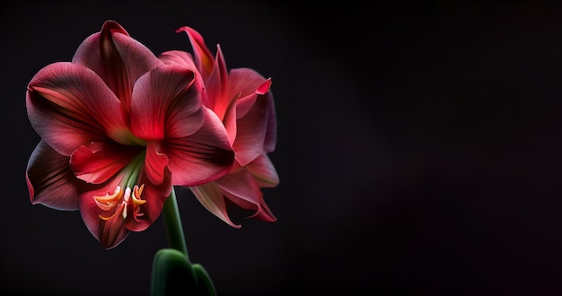 flor de Amarílis rosa escuro em fundo preto