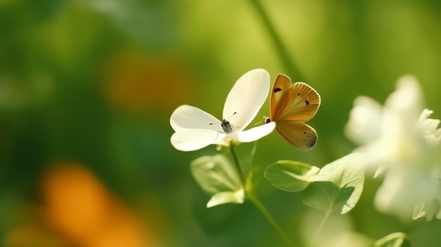 Flor de anêmona com ilustração de borboleta AI GenerativexA