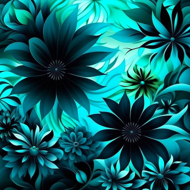 Flor de aquarela azul e preta Ilustração para impressões capa de arte de parede e convite fundo de arte de aquarela design de papel de parede gerado digitalmente com arte de linha de pincel de pintura de flores