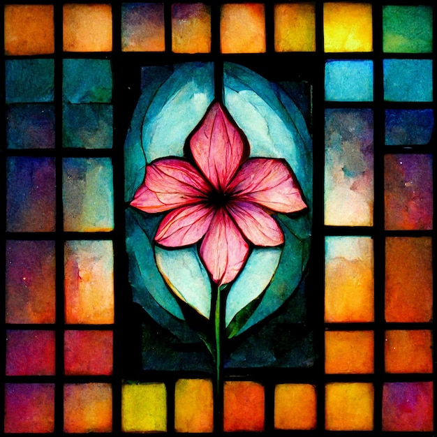 Flor de arco-íris de janela de vidro mancha abstrata