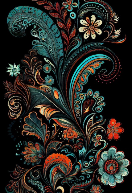 Flor de Batik Paisley Sem Costura