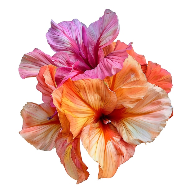 Flor de canna com cor rosa e laranja quente as flores são clipart isoladas em branco BG natural