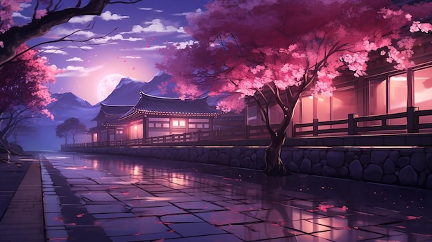 Foto flor de cereja japonês lofi estilo anime