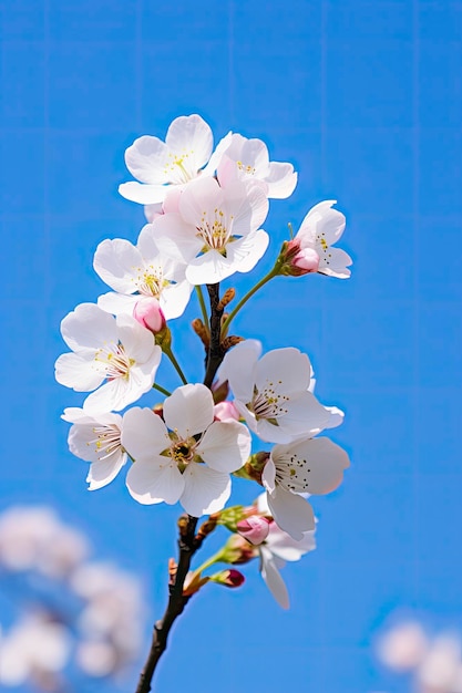 Flor de cerejeira contra o céu azul claro