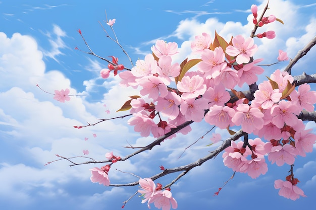 Flor de cerejeira e céu azul