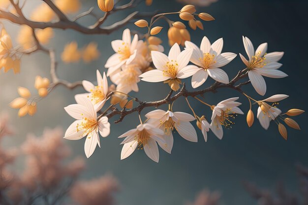 flor de cerejeira flor de sakura em fundo de céu azul ai generativo