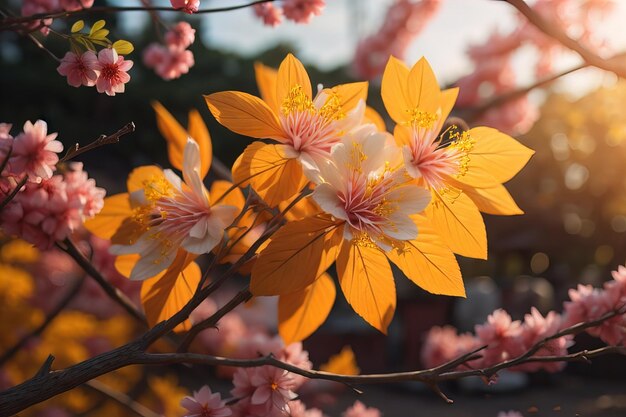 flor de cerejeira flor de sakura no fundo do céu azul ai generativo
