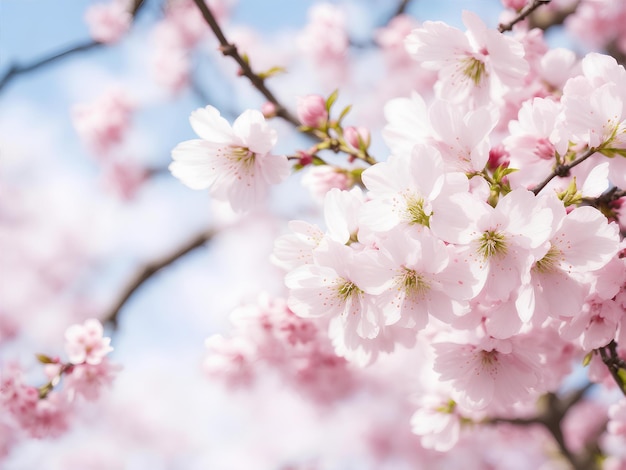 Flor de cerejeira na primavera para fundo com espaço em branco gerado ai