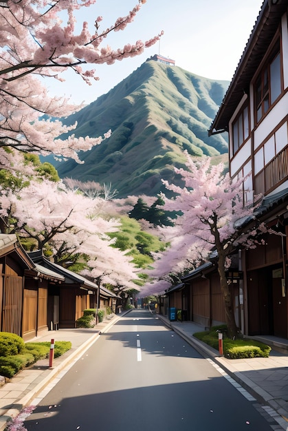 flor de cerejeira na rua do japão