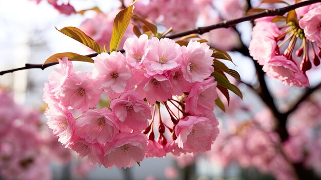 Flor de cerejeira rosa realista gera IA