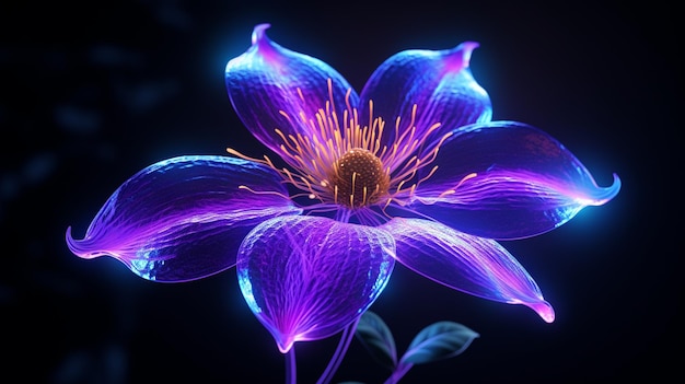 Flor de clematis cor de néon realista imagem gerada por IA