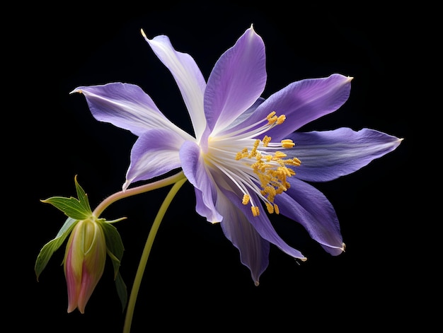 Flor de Columbine em fundo de estúdio flor de Columbine única flor de flor bonita imagem gerada por ai