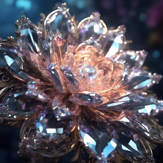 Flor de Cristal feita de cristais cintilantes
