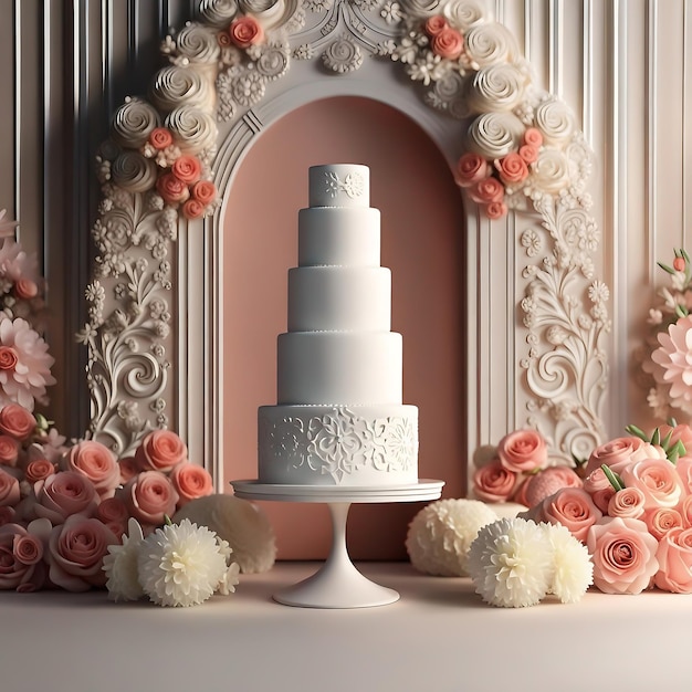 Flor de decoração de bolo de casamento de ilustração de fundo