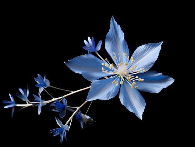 Flor de estrela azul em fundo de estúdio flor de estrela azul única Flor de estrela azuis bonita imagem gerada por ai