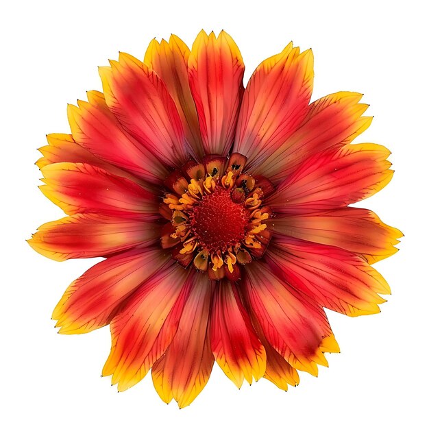 Flor de Gaillardia com cor vermelha ardente e quente as flores Clipart isoladas em branco BG Natural