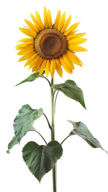 flor de girassol com folhas e caule