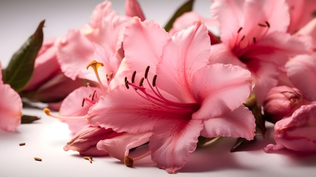 Flor de grupo de Hibiscus rosasinensis rosa ou planta de engraxate isolada em fundo branco