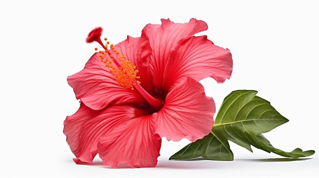 Flor de hibisco com folha