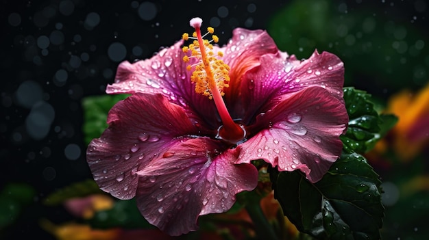 flor de hibisco ou planta com cores vivas