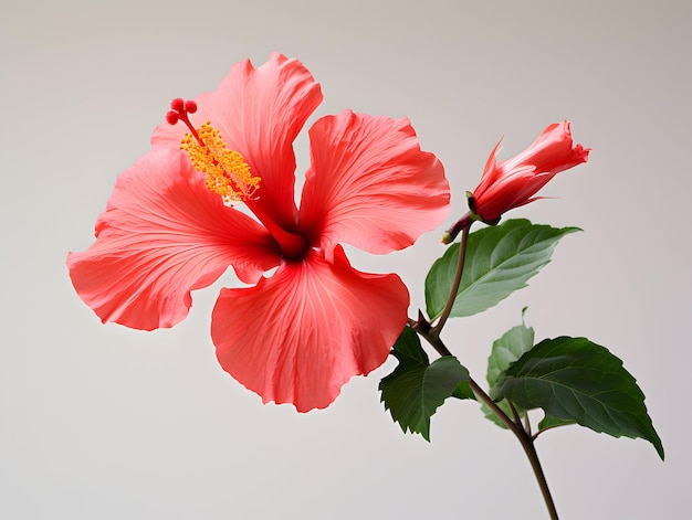 Flor de hibisco Rosa em fundo de estúdio única Flor de hibiscus Rosa Imagens de flores bonitas