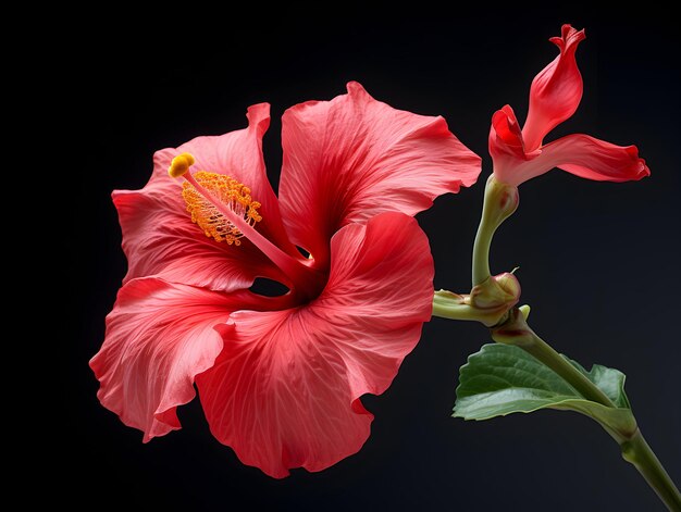 Flor de hibisco Rosa em fundo de estúdio única Flor de hibiscus Rosa Imagens de flores bonitas