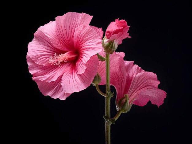 Flor de hollyhock em fundo de estúdio flor de holly hook simples imagens de flores bonitas