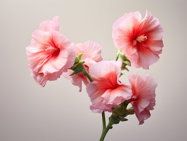 Flor de hollyhock em fundo de estúdio flor de holly hook simples imagens de flores bonitas