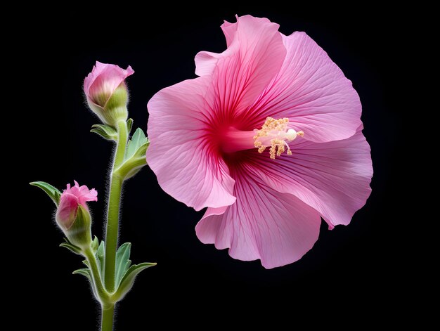 Flor de hollyhock em fundo de estúdio flor de holly hook simples imagens de flores bonitas