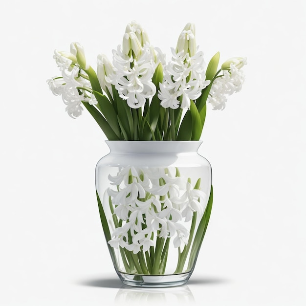 Flor de jacinto branco em um vaso artístico de cerâmica