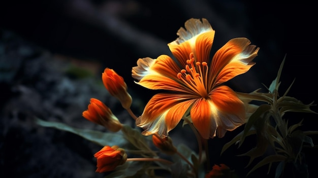 Flor de laranjeira no papel de parede escuro