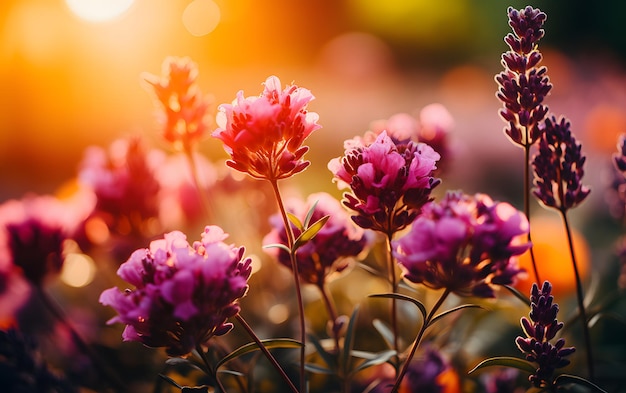 flor de lavanda ao pôr do sol