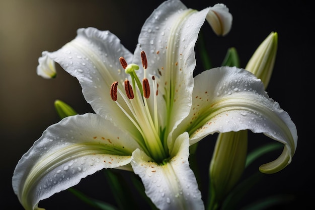 Flor de lírio branco com texturas detalhadas