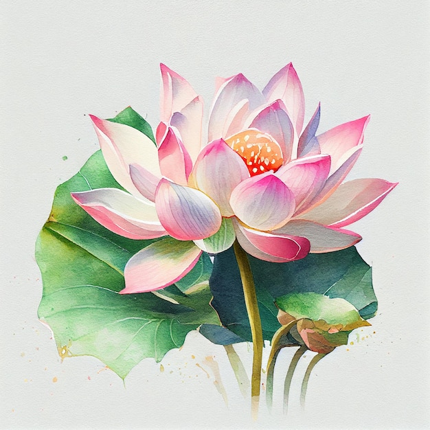 Flor de lótus em aquarela abstrata Ilustração digital AI