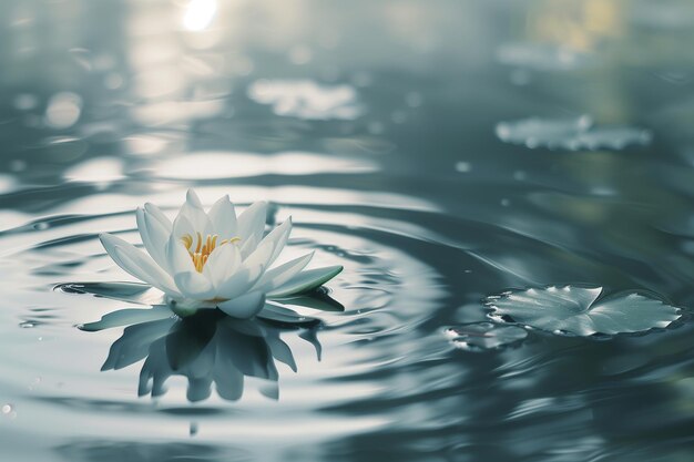 Foto flor de lótus flutuando em águas calmas