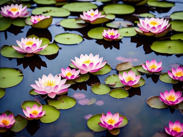 Flor de lótus ou nenúfar flutuando na água