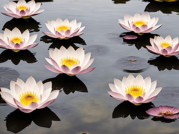 Flor de lótus ou nenúfar flutuando na água