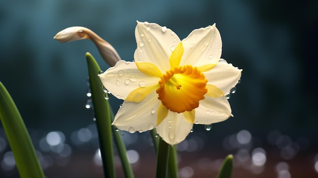 Flor de narcisso Floração realista Imagem gerada por IA