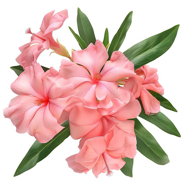 Flor de oleandra com salmão rosa e cor em forma de funil o clipart isolado em branco BG Natural