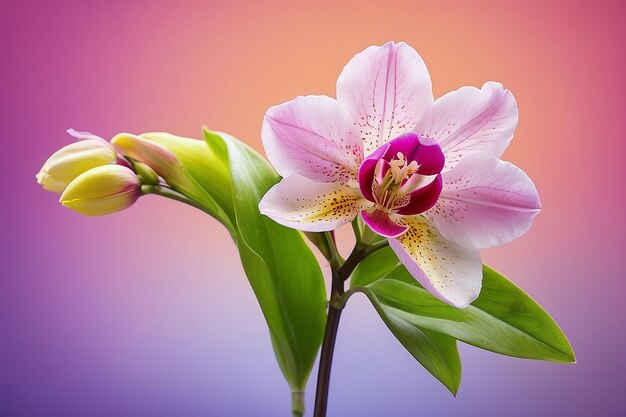 Flor de orquídea contra fundo de gradiente