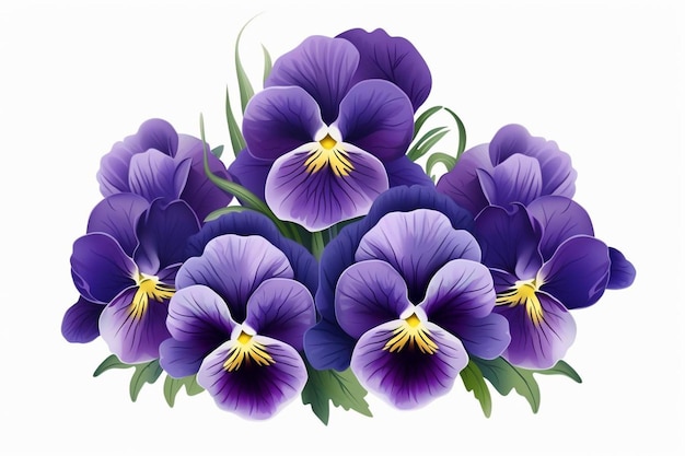 Foto flor de pansy com cor roxa escura e fresca as flores ar clipart isoladas em branco bg natural