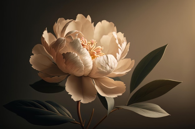 Flor de peônia estética elegante com sombras de luz solar Ilustração AI Generative