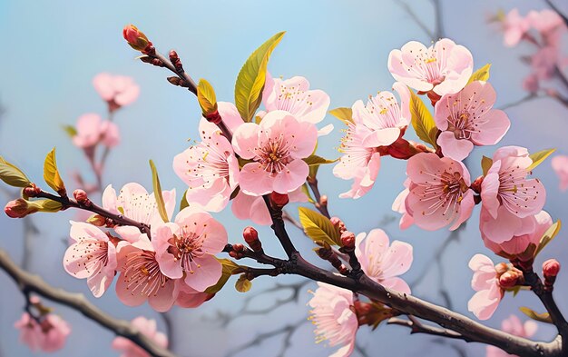 Foto flor de pêssego rosa num dia de primavera