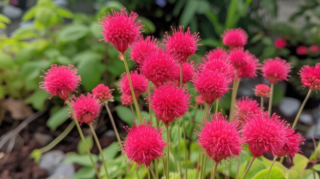 Flor de Powderpuff Vermelho Inteligência Artificial Gerativa