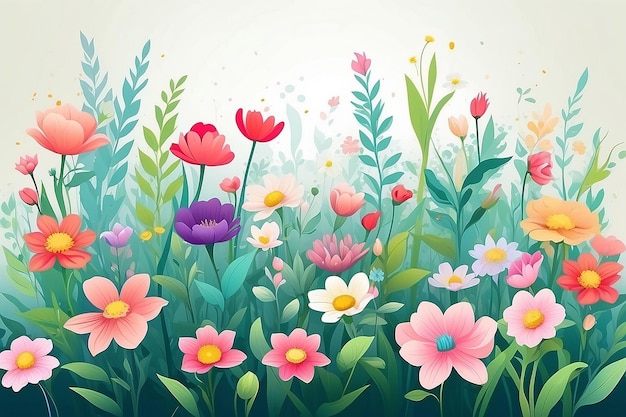 Flor de Primavera Ilustração de fundo natural AI Generative