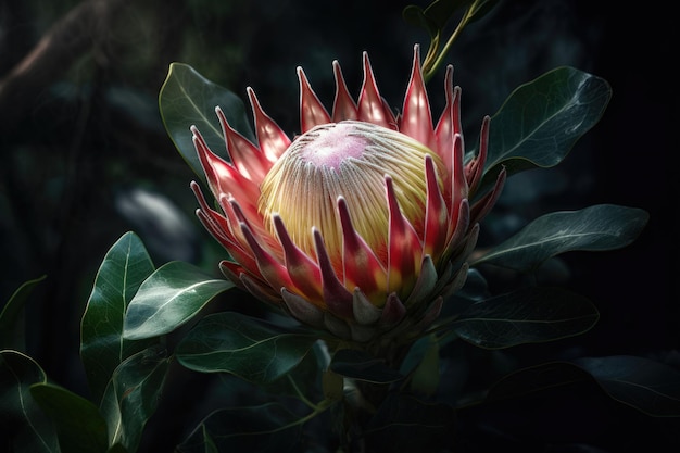 Flor de protea com flor de protea e IA floral gerada