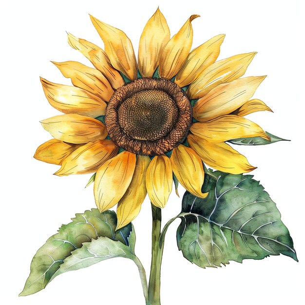 Flor de sol aquarela