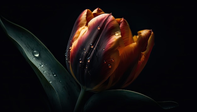 Flor de tulipa na IA generativa escura